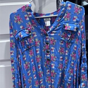 Matilda Jane Royal Blue Floral Button-Front Blouse